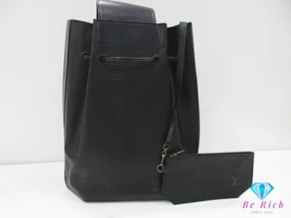 Louis Vuitton Body Bag Backpack Epi Sac Noir Black Leather LV Shoulder Hobo